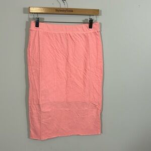 Frank and Eileen Tee Lab Skirt Coral Straight Cotton Raw Hem Sz M NEW